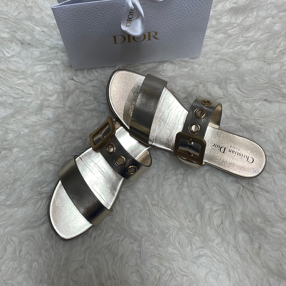 100% Authentic Dior D-Dior Buckle Slides Sandals